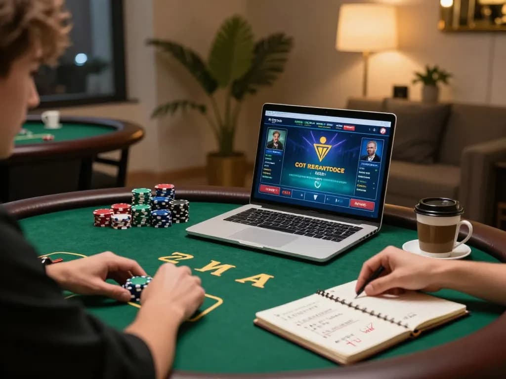 Player winning at 789CLUB poker game on laptop, showcasing excitement and strategy.