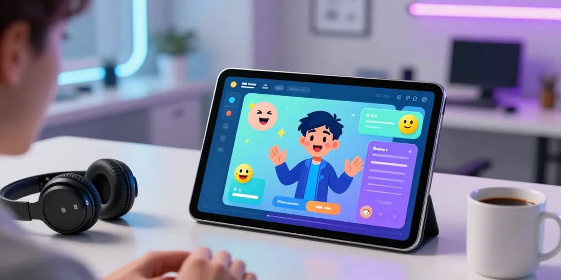 Engaging ecchi AI chat on a tablet in a modern digital setting.