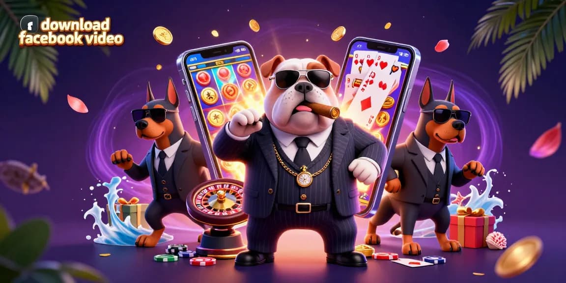 Engage in the thrill of downloading Facebook videos with this vibrant scene of mafia themes and casino elements.