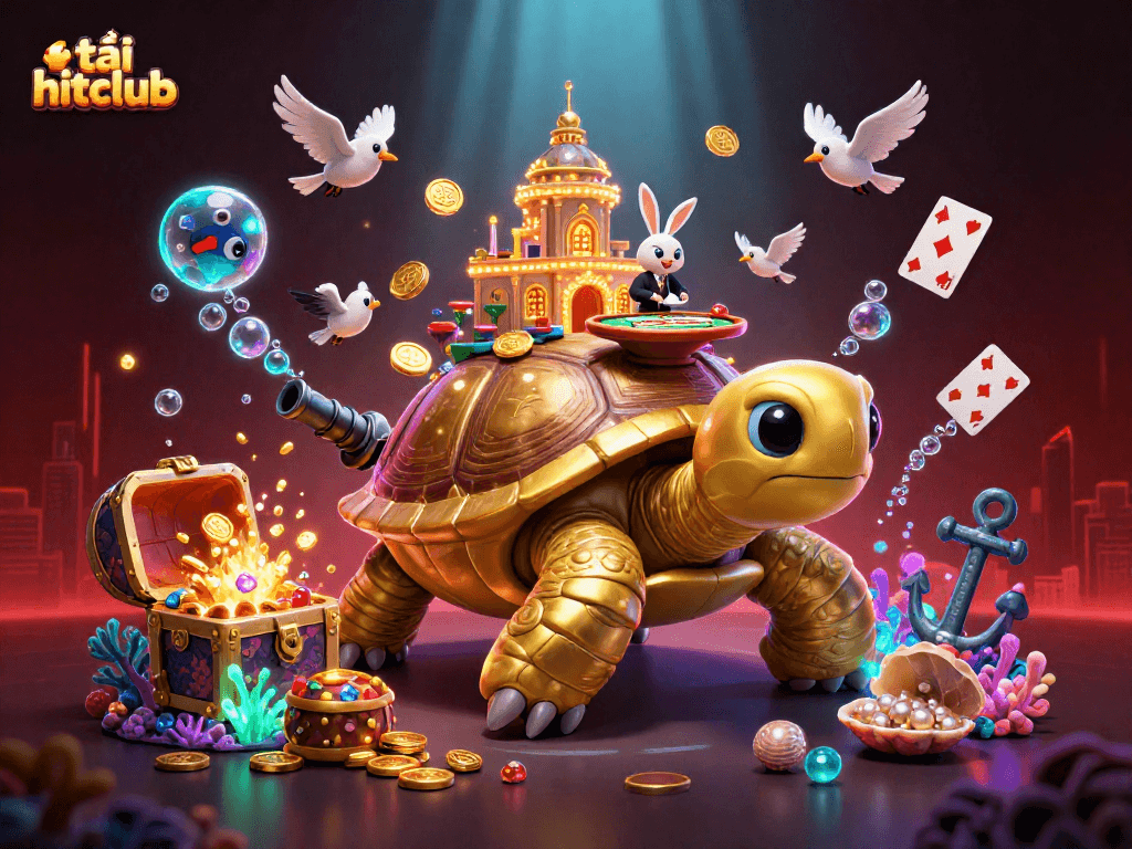 Experience excitement while playing tải hitclub at this vibrant casino scene with animated characters.