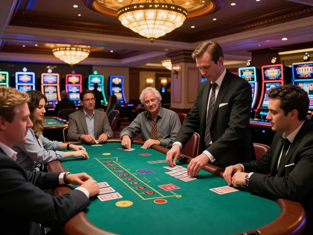 Players engage at a blackjack table, exemplifying the thrilling atmosphere of FC88 casino gameplay.