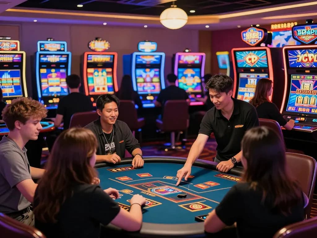 Players experiencing the lively ambiance of 789club's online casino with vibrant games and celebrations.