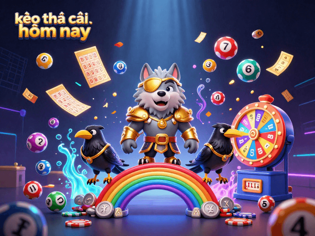 Experience kèo nhà cái hôm nay with vibrant lottery elements and Norse mythology characters.