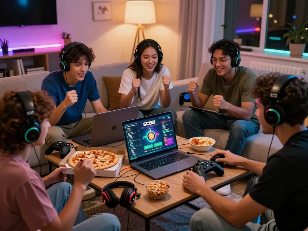 Exciting SC88 gaming session with friends enjoying live gameplay and digital rewards.