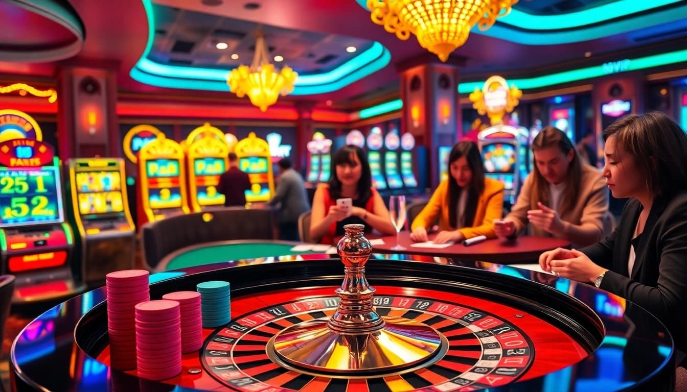 Engaging players at 68VIP's roulette table in a luxurious casino setting.