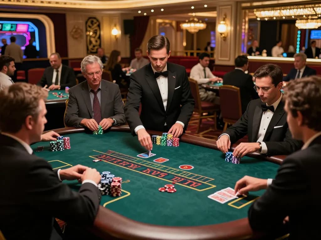 Players enjoying high-stakes blackjack at TG88 casino with dealer dealing cards.
