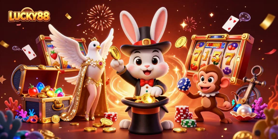 Win big on LUCKY88 as the magician rabbit pulls in all the golden coins and prizes!