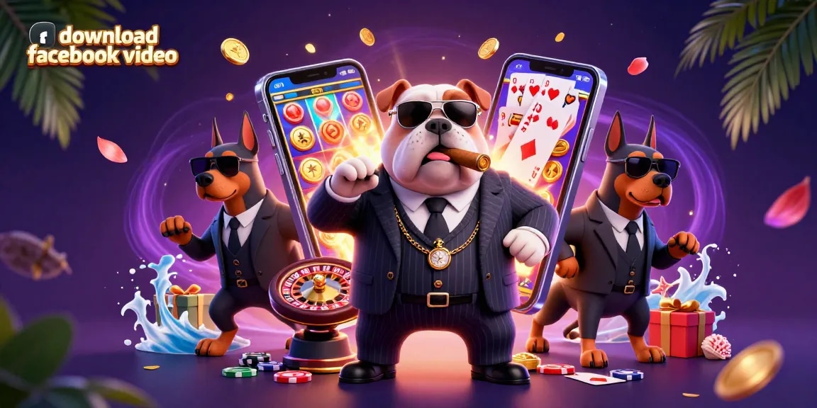 Engage in the thrill of downloading Facebook videos with this vibrant scene of mafia themes and casino elements.