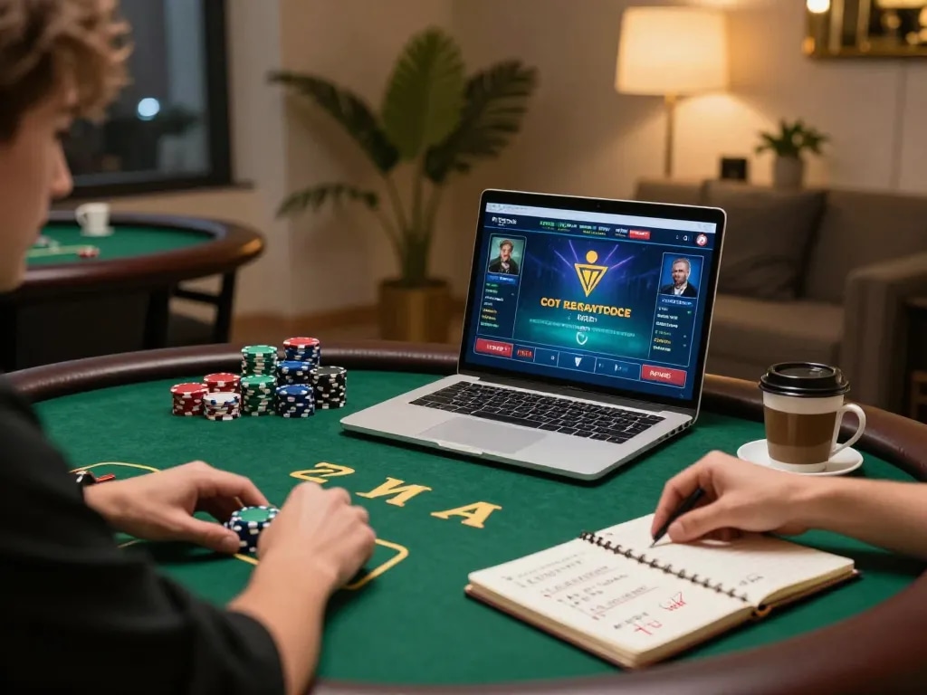 Player winning at 789CLUB poker game on laptop, showcasing excitement and strategy.