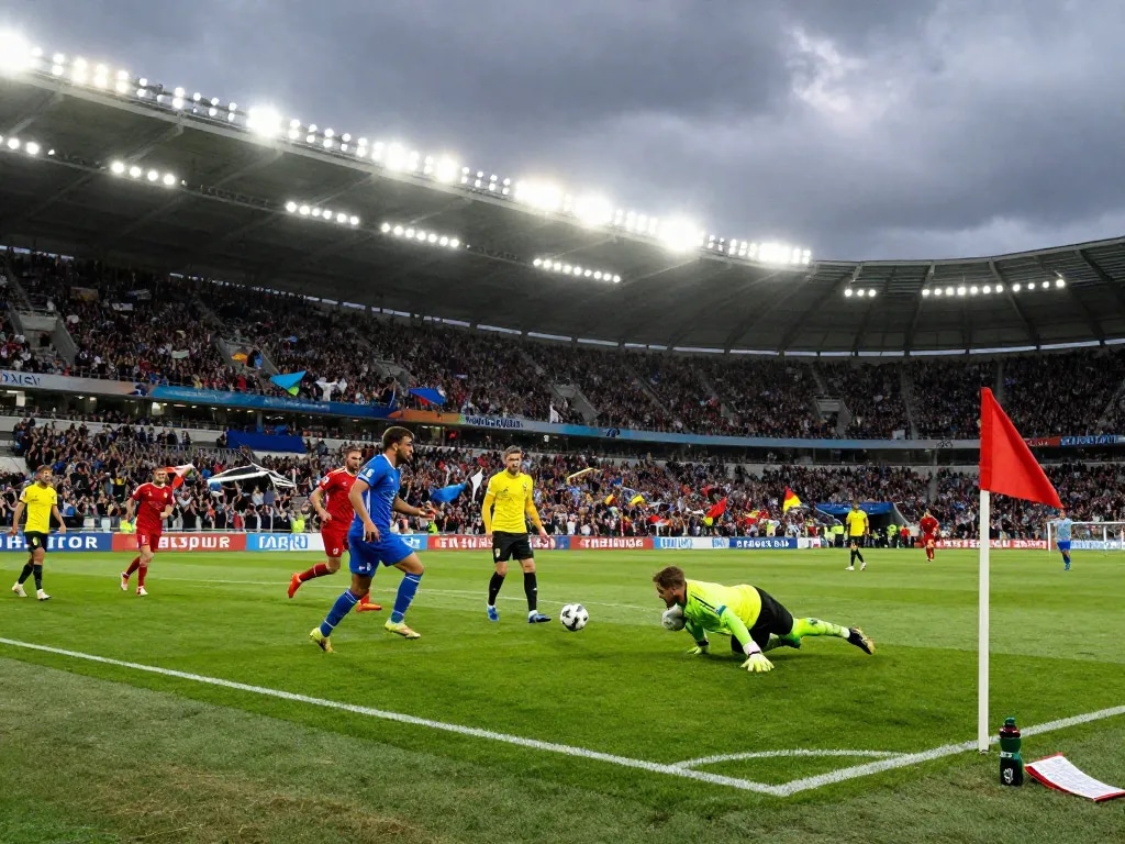 A thrilling football match showcasing athletes in action, emphasizing the energy and excitement of ฟุตบอล.