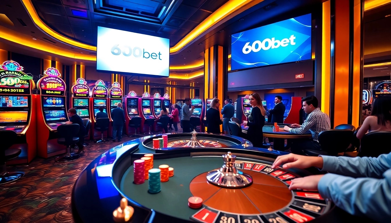 Engaging players enjoying an exciting game at 600bet's luxurious casino.
