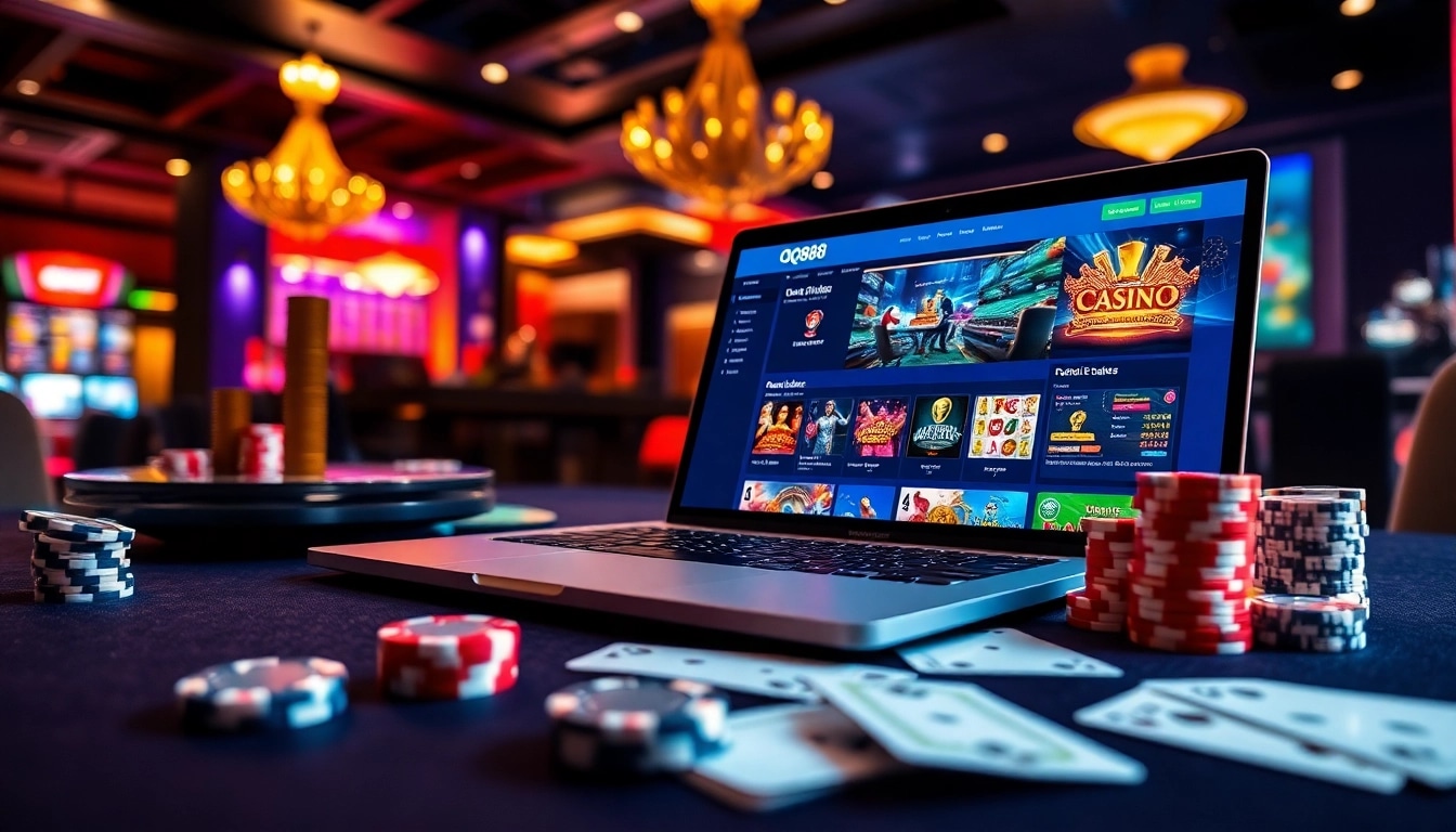 Engaging online casino gaming experience at https://qq88.education/ featuring vibrant colors and modern digital interfaces.