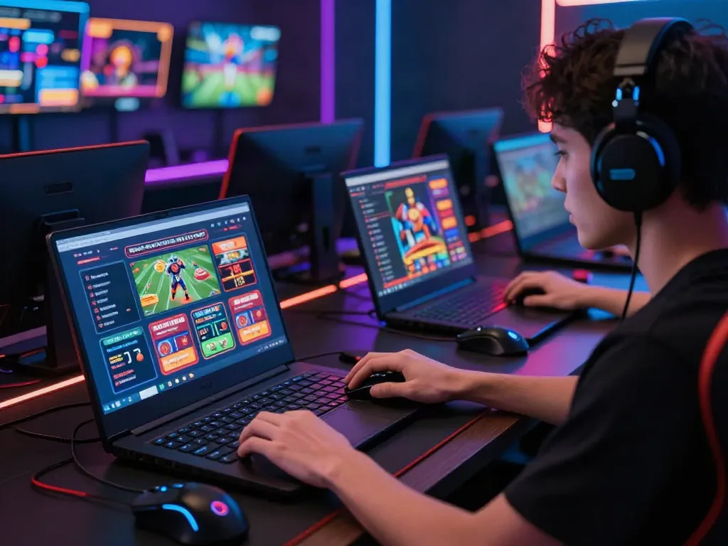 Engaged user at https://1da88.it.com/ enjoying online gaming experience with vibrant visuals.