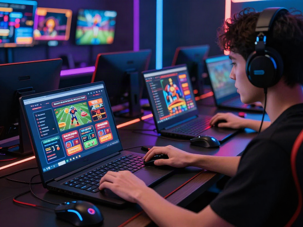Engaged user at https://1da88.it.com/ enjoying online gaming experience with vibrant visuals.