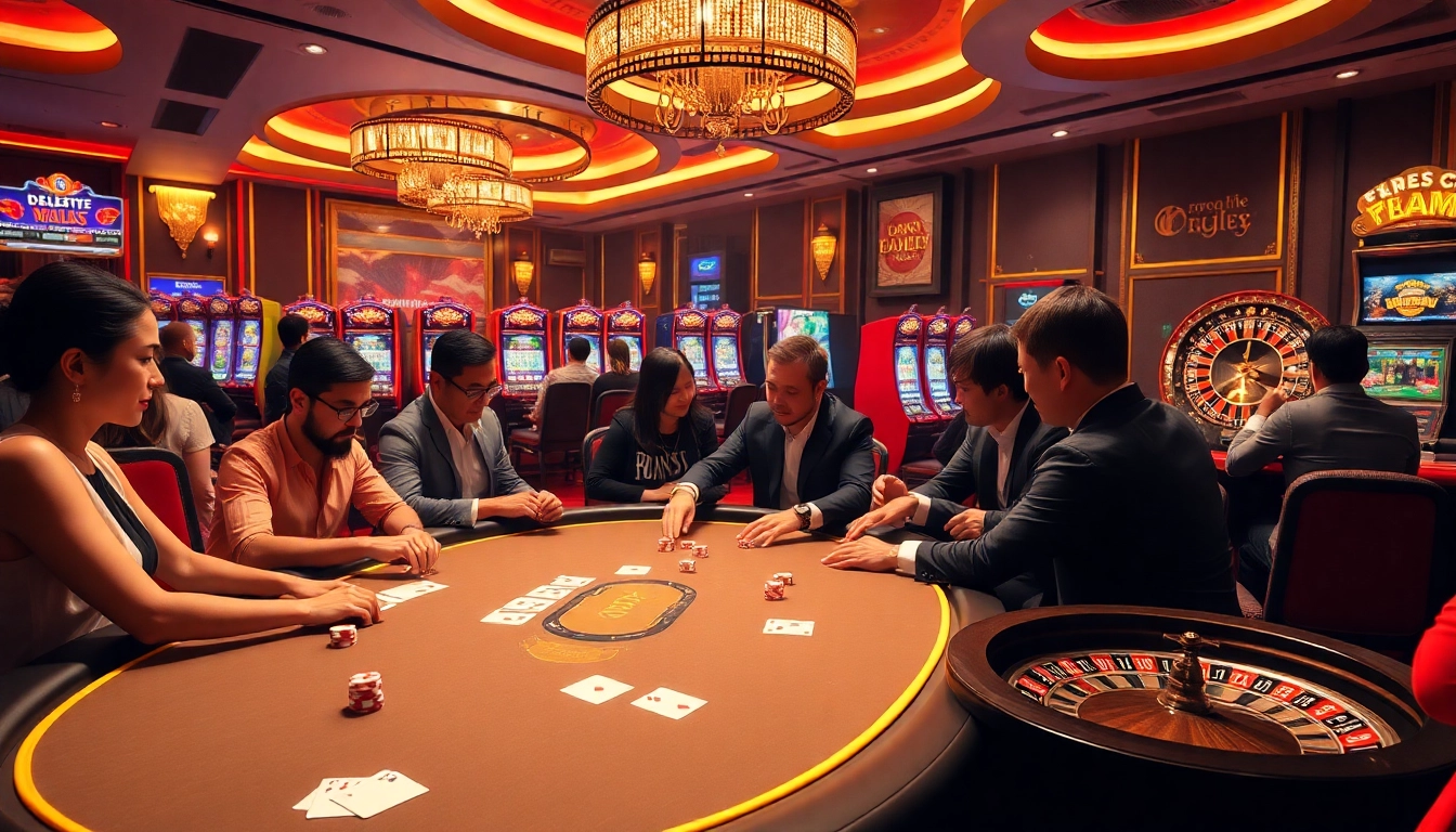 Players engaged in an exciting poker game at QQ888 Dev casino, showcasing vibrant chips and cards.