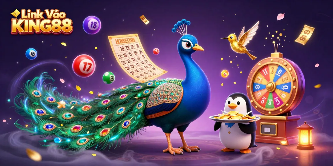 Engage in the exciting world of online gambling with Link Vào KING88 featuring animated characters and casino elements.