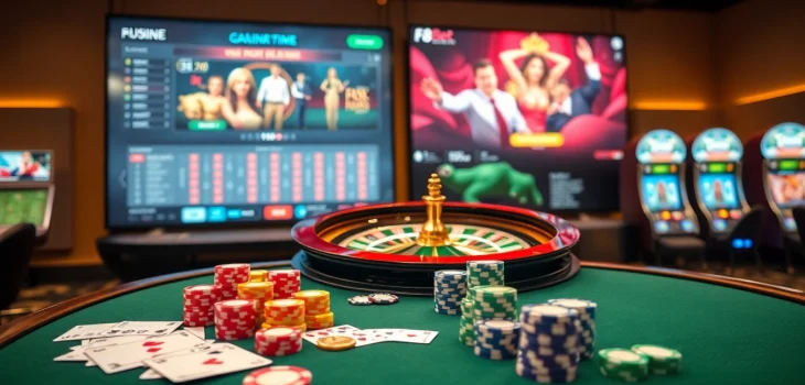 Experience the thrill of f8 bet at a luxury casino filled with vibrant gaming elements.