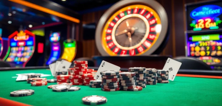 Experience excitement at NHÀ CÁI BEM88 with high-stakes poker and vibrant casino visuals.