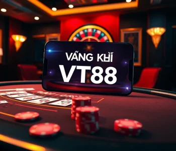 Register for VT88 in a luxurious casino setting with poker chips and roulette wheel.